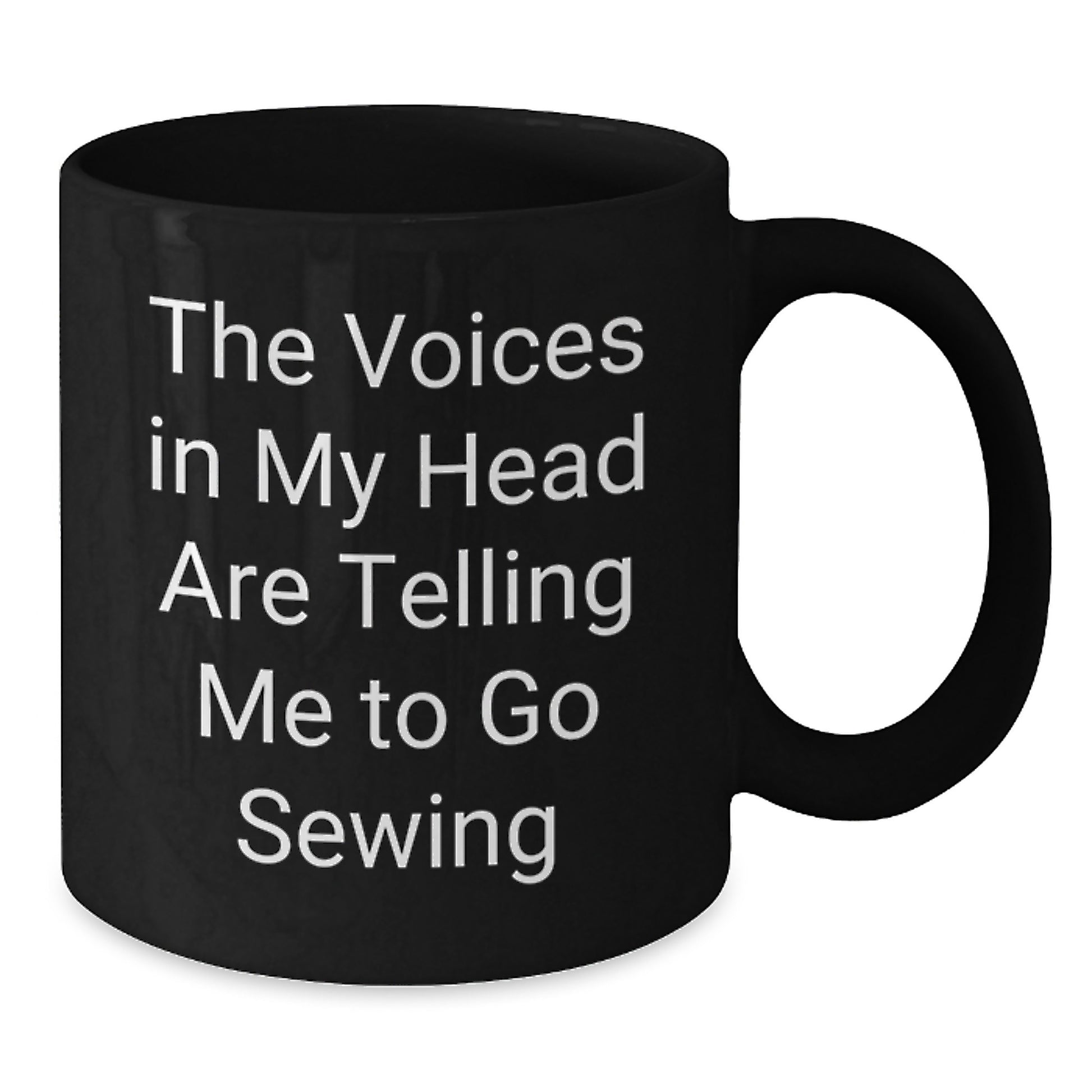 Funny Sewing Gifts for Men from Family - 'The Voices In My Head Are Telling Me To Go Sewing' Black Coffee Mug for Christmas Unique Gifts - Additional
