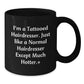 Funny Hairdresser Gifts from Men to Hairdressers, Unique Black Coffee Mug for Christmas, 'I'm A Tattooed Hairdresser' - Additional