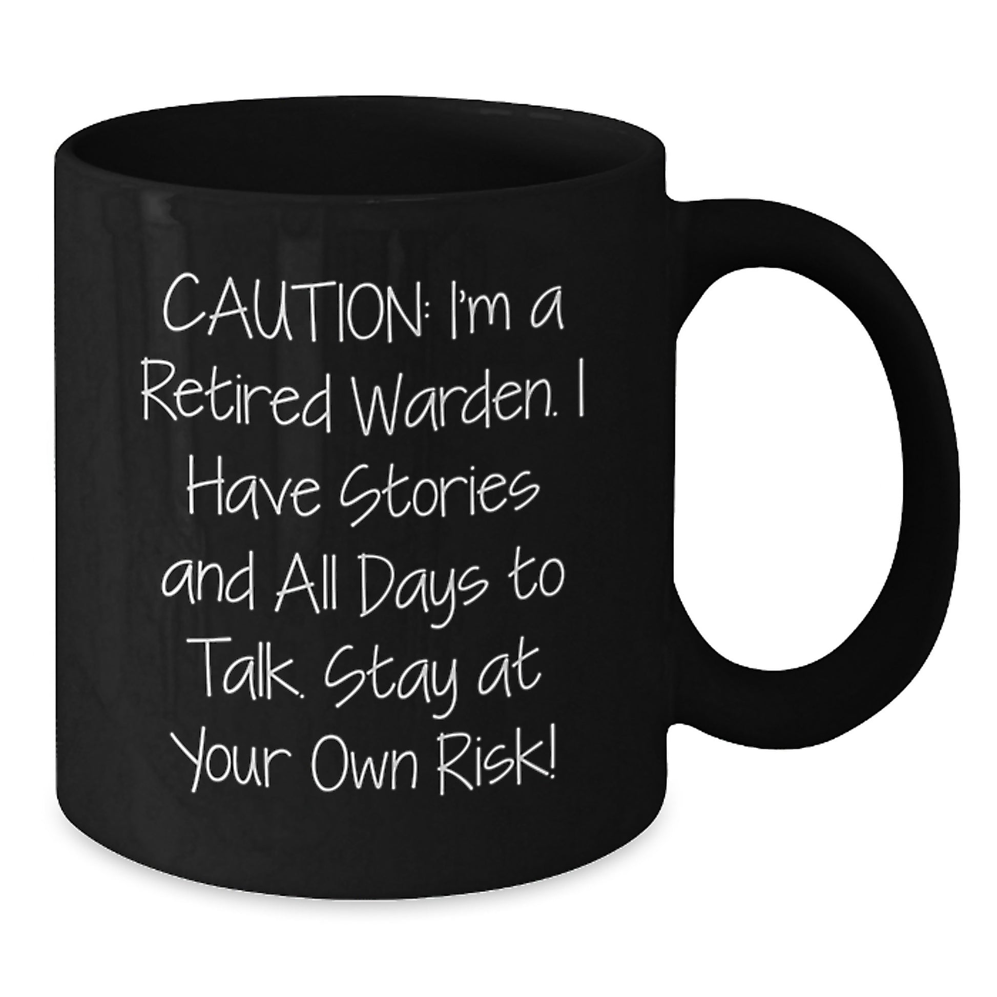 Funny Warden Gifts - Retirement Warden Coffee Mug, Caution, Black Coffee Mug Gifts for Men, Women, Friends, Family, Christmas Unique Gifts from Friends - Additional