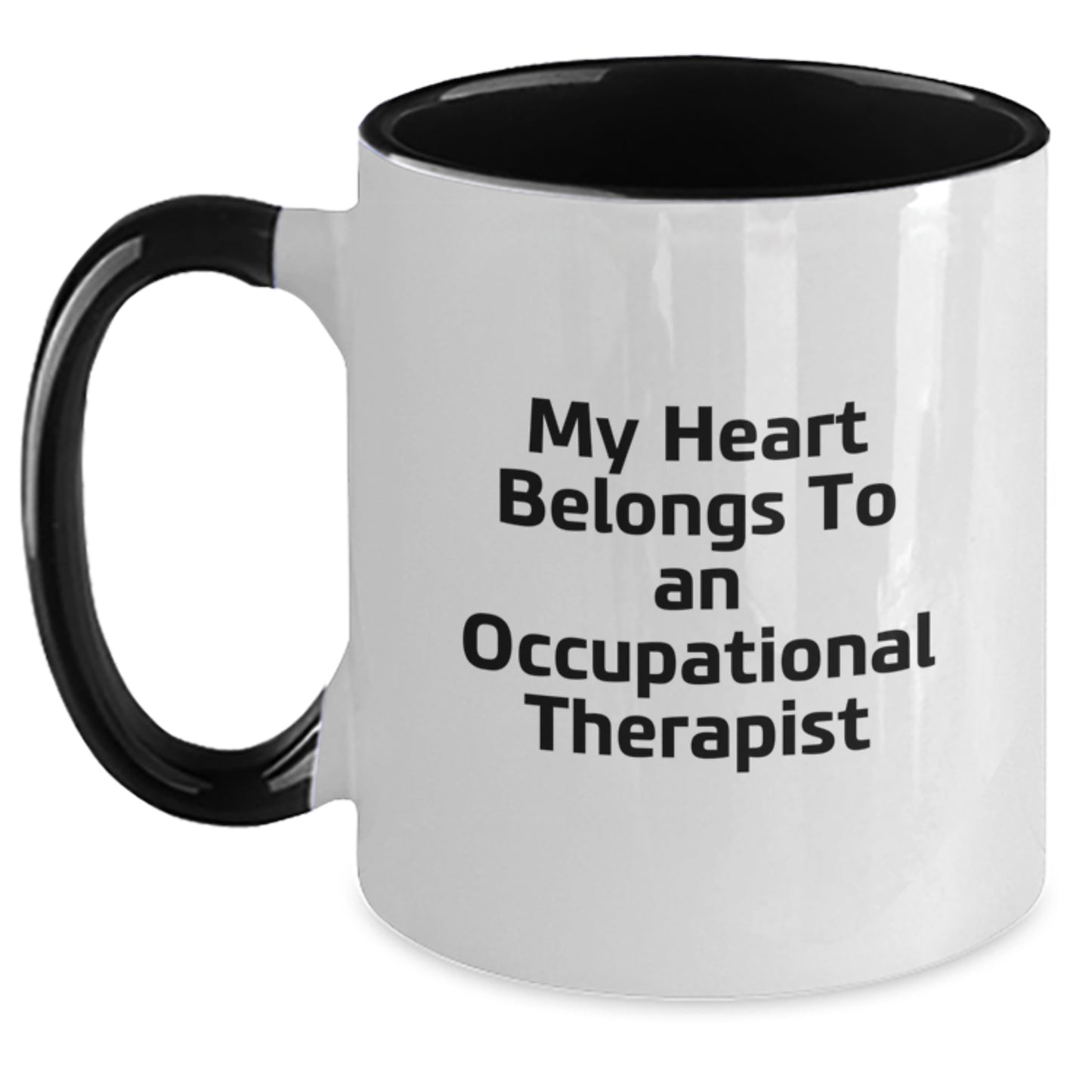 Funny Occupational Therapist Gifts from Men to Women, Two Tone Coffee Mug with My Heart Belongs To An Occupational Therapist Quote, Birthday Unique Gifts for Occupational Therapist - Main