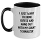 Funny Giant Schnauzer Dog Lover Gifts for Friends - I Just Want To Drink Coffee And Hang Out With My Giant Schnauzer Two Tone Coffee Mug, Birthday Unique Gift from Men, Women, Family, Friends - Main
