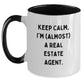 Funny Gifts for Real Estate Agent, Two Tone Coffee Mug, Keep Calm, I'm almost a Real Estate Agent, Gifts from Friends and Family, Christmas Unique Mugs for Him or Her - Main