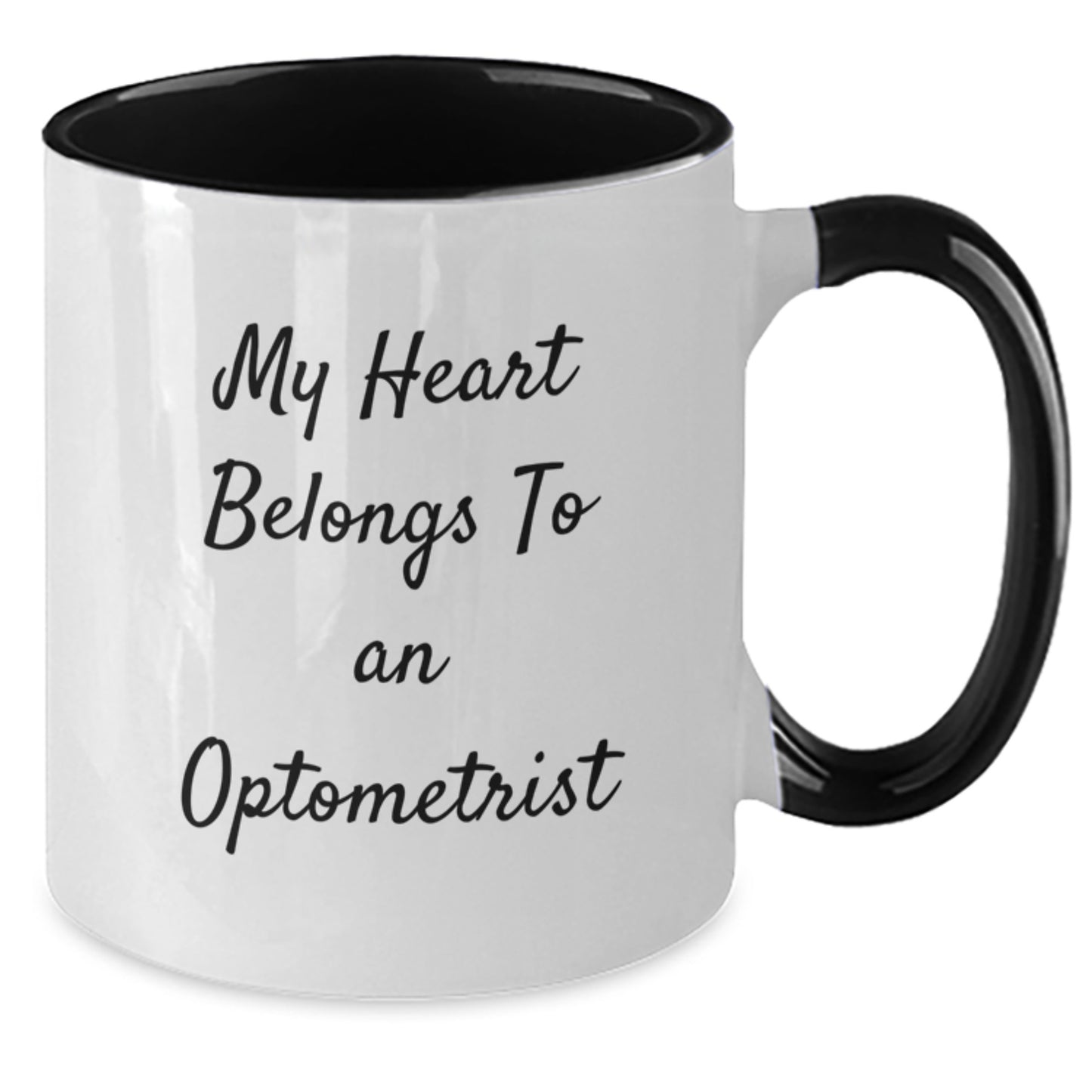 Funny Optometrist Gifts from Men Christmas Unique Gifts for Optometrist, My Heart Belongs To An Optometrist Two Tone Coffee Mug - Additional