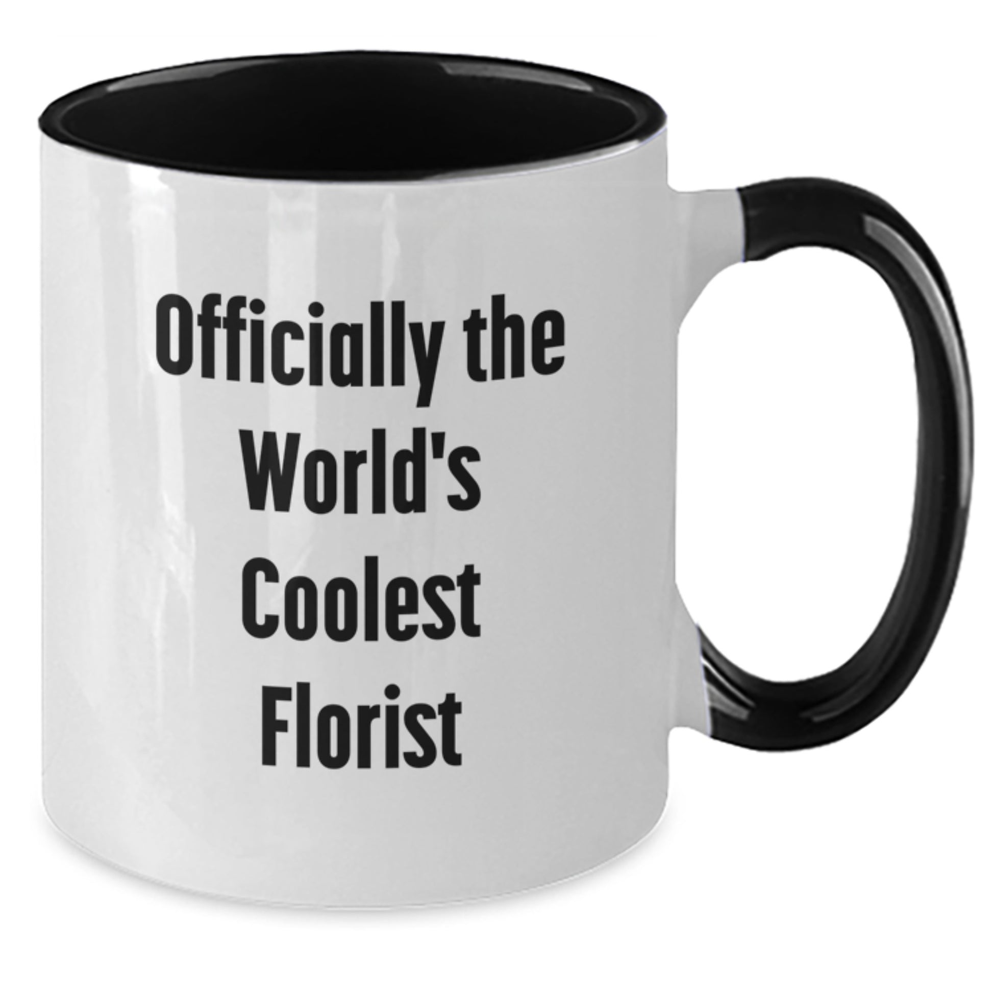 Funny Gifts from Florist Friends, 'Officially The World's Coolest Florist' Two Tone Coffee Mug, Gifts for Florist Women, Unique Christmas Unique Gifts - Additional