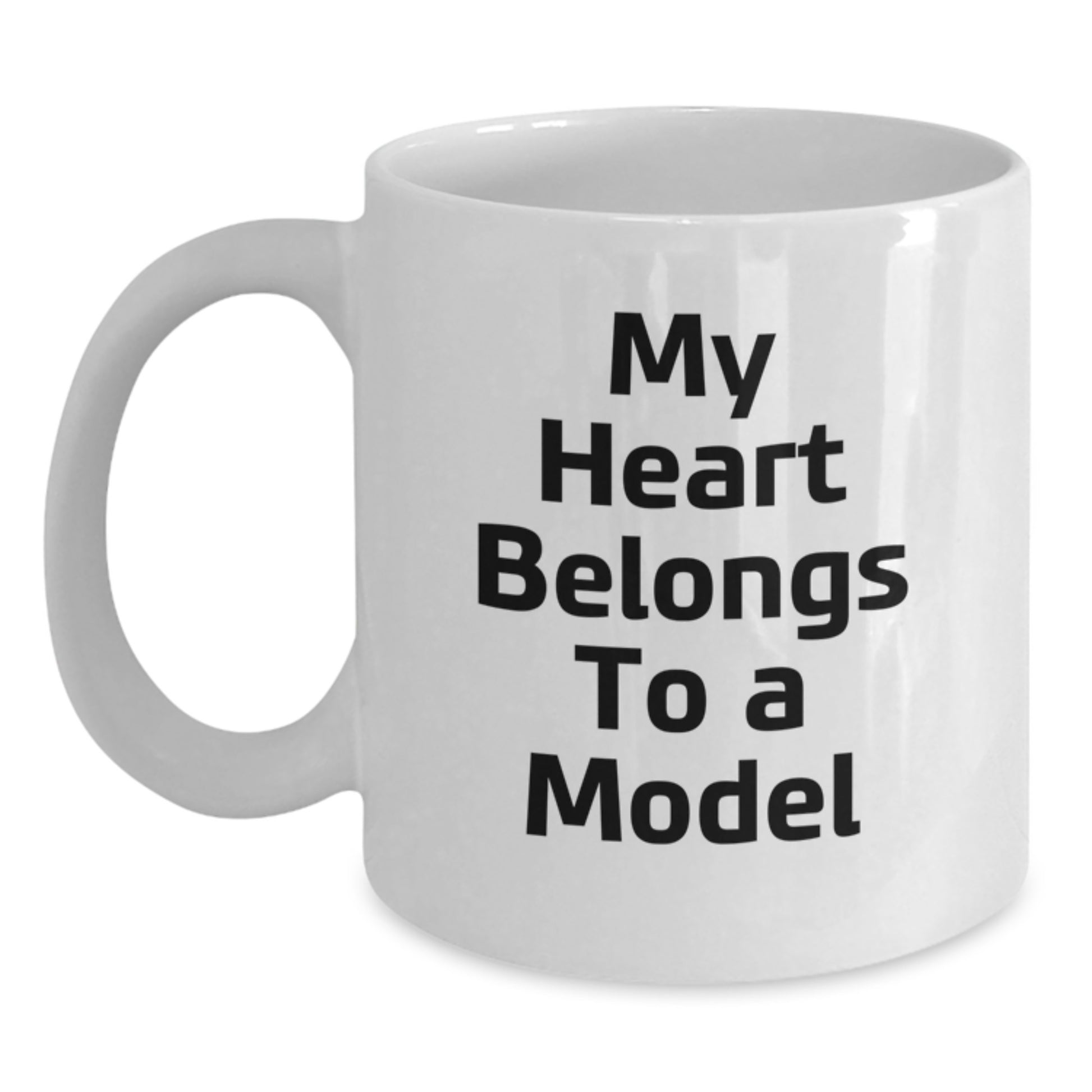 Funny Model Gifts from Friends - 'My Heart Belongs To A Model' White Coffee Mug, Birthday Unique Gifts for Model Enthusiasts - Main