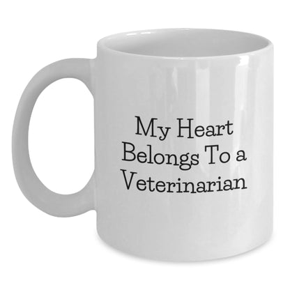 Funny Veterinarian White Coffee Mug Gifts from Family - My Heart Belongs To A Veterinarian - Main