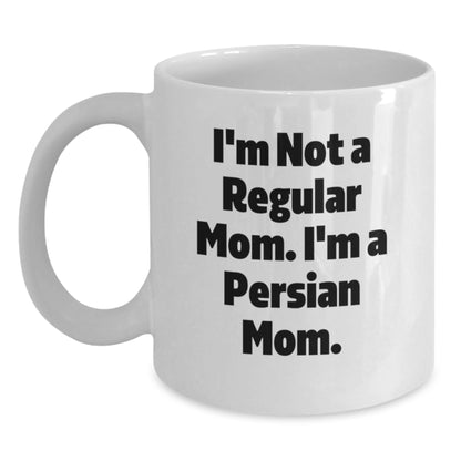 Funny Persian Cat Mom White Coffee Mug, Gifts from Mom to Persian Cat Lover, Birthday Unique Gifts for Friends, White Ceramic Mug with 11oz or 15oz Capacity, Microwave and Dishwasher Safe - Main