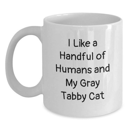 Funny Gray Tabby Cat White Coffee Mugs Gifts from Family to Friends for Christmas Unique - Main