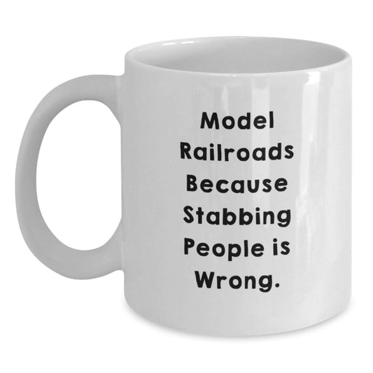 Funny Model Railroads Christmas Unique Gifts from Family for Train Enthusiasts Friends - White Coffee Mug - Main