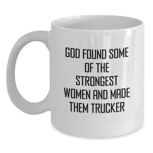 Trucker Christmas Unique Gifts from Friends, White Coffee Mug Inspirational Quote, Funny Mugs for Him - Main