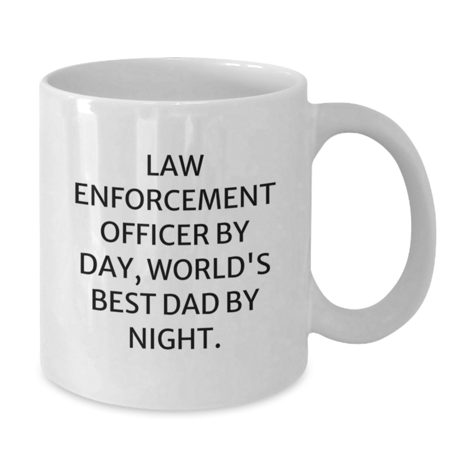 Funny Law Enforcement Officer Gifts, White Coffee Mug, 'Law Enforcement Officer By Day, World's Best Dad By Night.' for Graduation - Gifts from Family to Law Enforcement Officer, Men - Additional