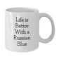 Funny Russian Blue Cat Gifts for Graduation - White Coffee Mug from Friends - Additional