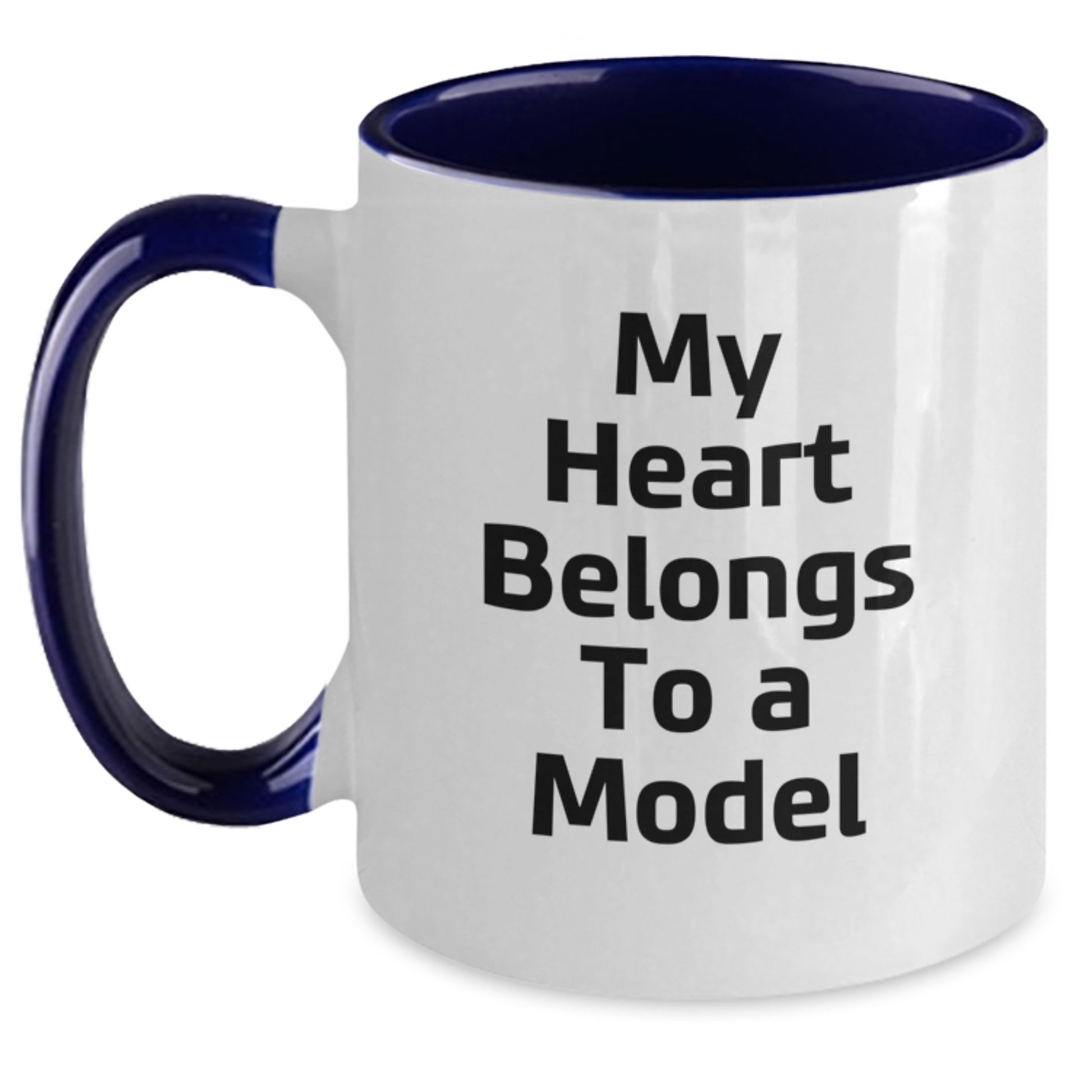 Funny Model Gifts - 'My Heart Belongs To A Model' Two Tone Coffee Mug for Birthday, Gifts from Friends, Unique Gifts for Model, 11oz Ceramic Mug - Main