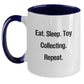 Funny Toy Collecting Gifts for Friends, Coworkers, Family - Eat. Sleep. Toy Collecting. Repeat. Two Tone Coffee Mug - Birthday Unique Gifts from Men, Women, Family - Main