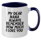 Funny Nana Gifts from Men, Women, and Friends - Christmas Unique Gifts for Nana, Mom, or Grandma - Two Tone Coffee Mug with My Dear Nana Quote - Additional