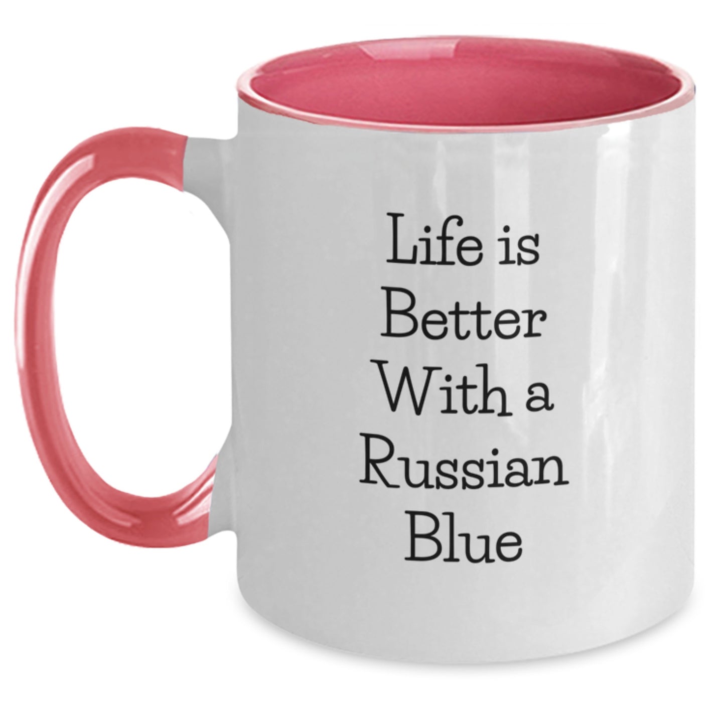 Funny Russian Blue Cat Gifts from Friends, Russian Blue Cat Lovers and Family - Life Is Better With A Russian Blue Two Tone Coffee Mug, Perfect Graduation Unique Gifts - Main