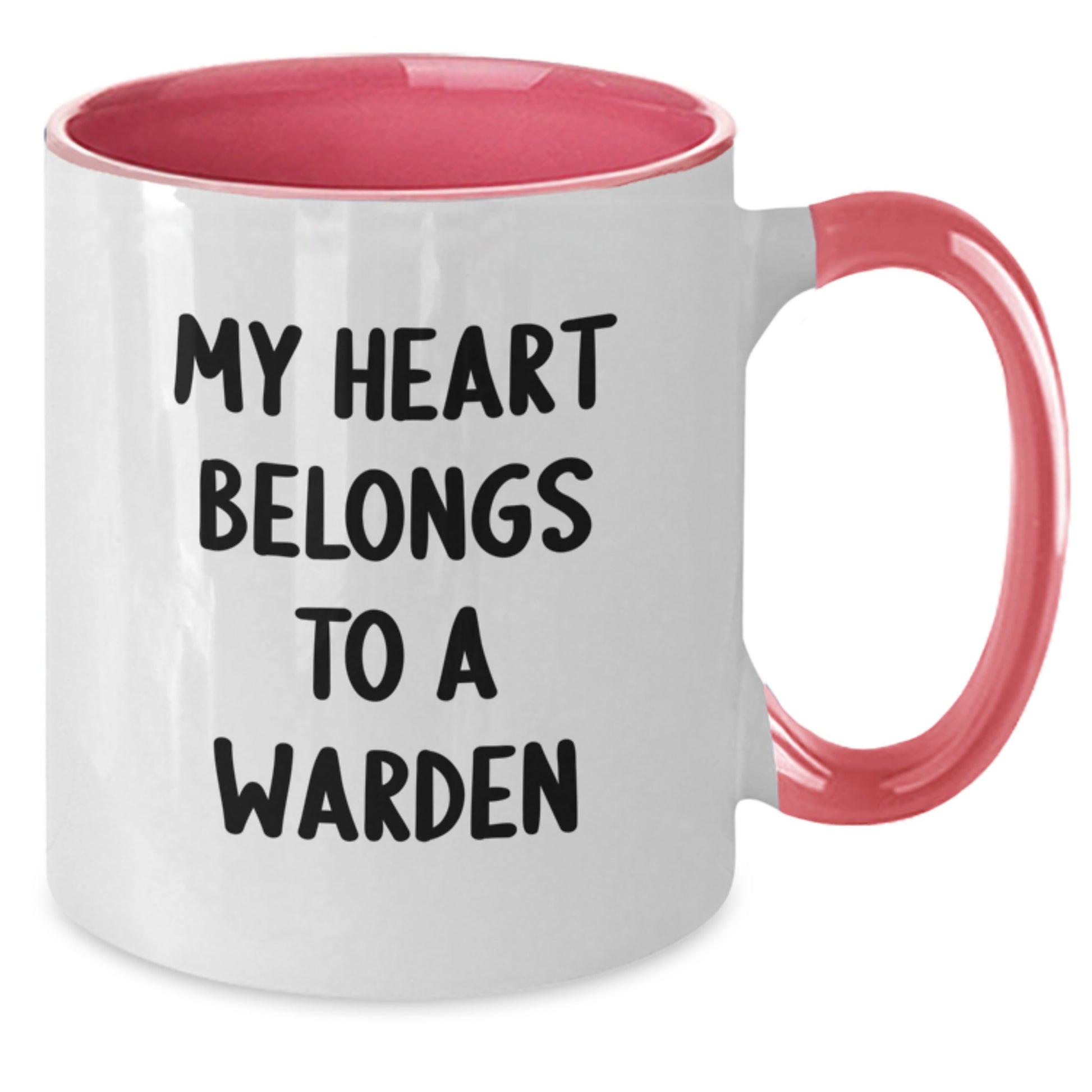 Funny Two Tone Coffee Mugs for Warden Lovers Gifts from Family and Friends this Christmas - 'My Heart Belongs To A Warden' - Additional