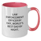 Funny Law Enforcement Officer Gifts for Men, Two Tone Coffee Mug - 'By Day, World's Best Dad By Night' Graduation Unique Gifts from Family, Friends - Additional