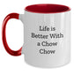 Funny Chow Chow Dog Gifts from Friends and Family - Life Is Better - Two Tone Coffee Mug for Birthday - Main