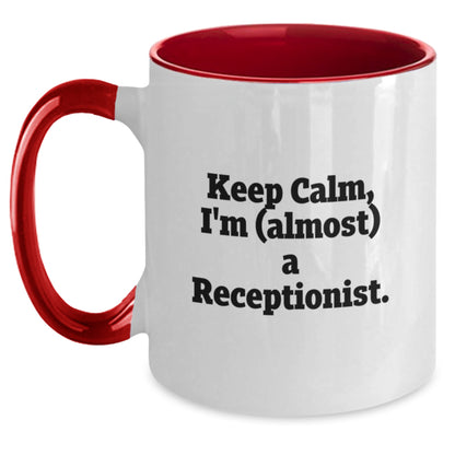 Funny Quotes for Receptionist Gifts from Friends, Coworkers, Family - Two Tone Coffee Mug for Christmas Unique Presents - Main