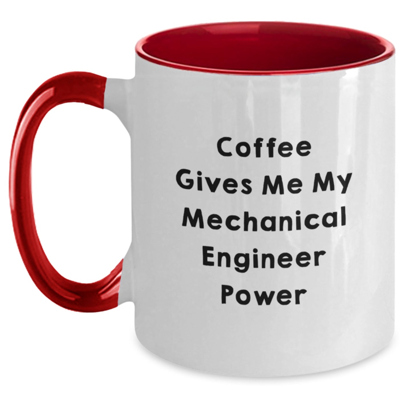 Funny Mechanical Engineer Gift, 'Coffee Gives Me My Power' Two Tone Coffee Mug, Birthday Unique Gifts from Friends to Coworkers, 11oz Ceramic Mug - Main