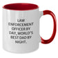 Funny Law Enforcement Officer Gifts for Men, Two Tone Coffee Mug - 'By Day, World's Best Dad By Night' Graduation Unique Gifts from Family, Friends - Additional