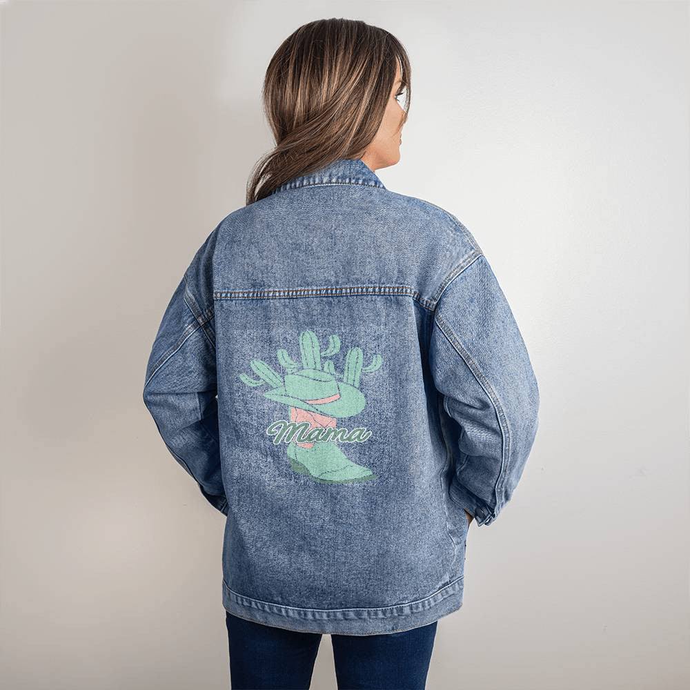 Custom Western Mama Cowgirl Denim Jacket