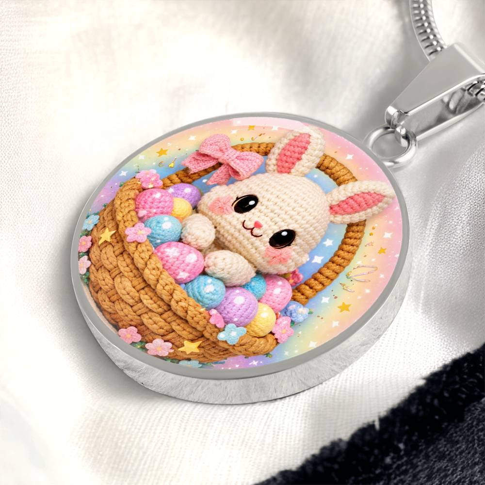 Crochet Bunny Necklace or Keychain, Easter Basket Bunny Jewelry, Cute Rabbit Pendant for Teen Girl, Easter Basket Stuffer Gift