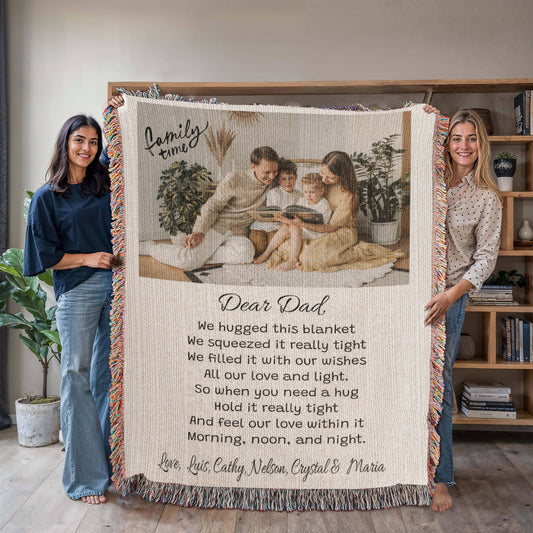 Personalized Grandpas Dad Blanket, Custom Grandpa Gift with Kids Name, Father’s Day Gift from Kids, Sentimental Gift for Dad, Custom Family