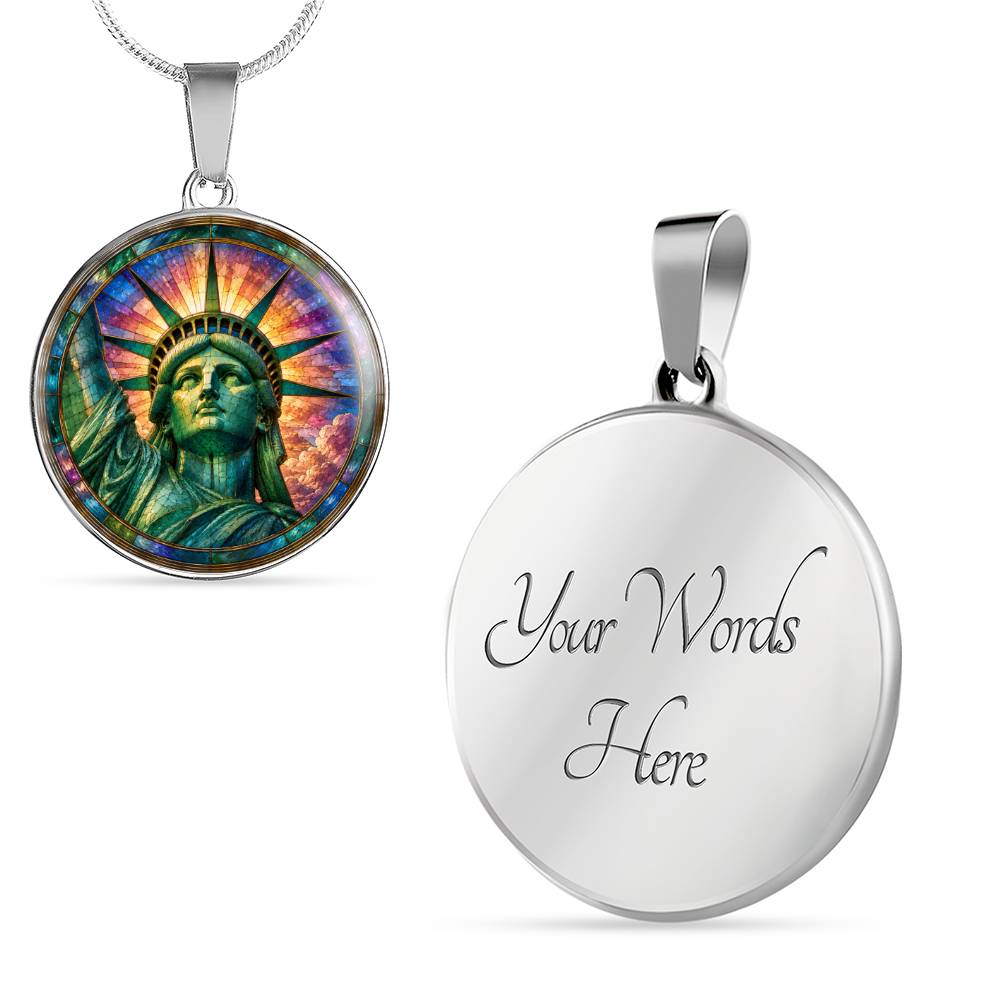 Statue of Liberty Necklace or Keychain, Stained Glass Style New York City NYC Travel Souvenir Gift