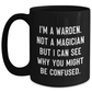Warden Gifts from Friends for Graduation, Funny Quote Black Coffee Mug, 11oz or 15oz, Microwave and Dishwasher Safe - Main