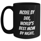 Model By Day, Funny Gifts from Men for Model, Black Coffee Mug for Father's Day, World's Best Mom By Night. - Main