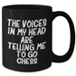 Funny Chess Gifts for Graduation - 'The Voices In My Head Are Telling Me To Go Chess' Black Coffee Mug from Friends to Family - Additional