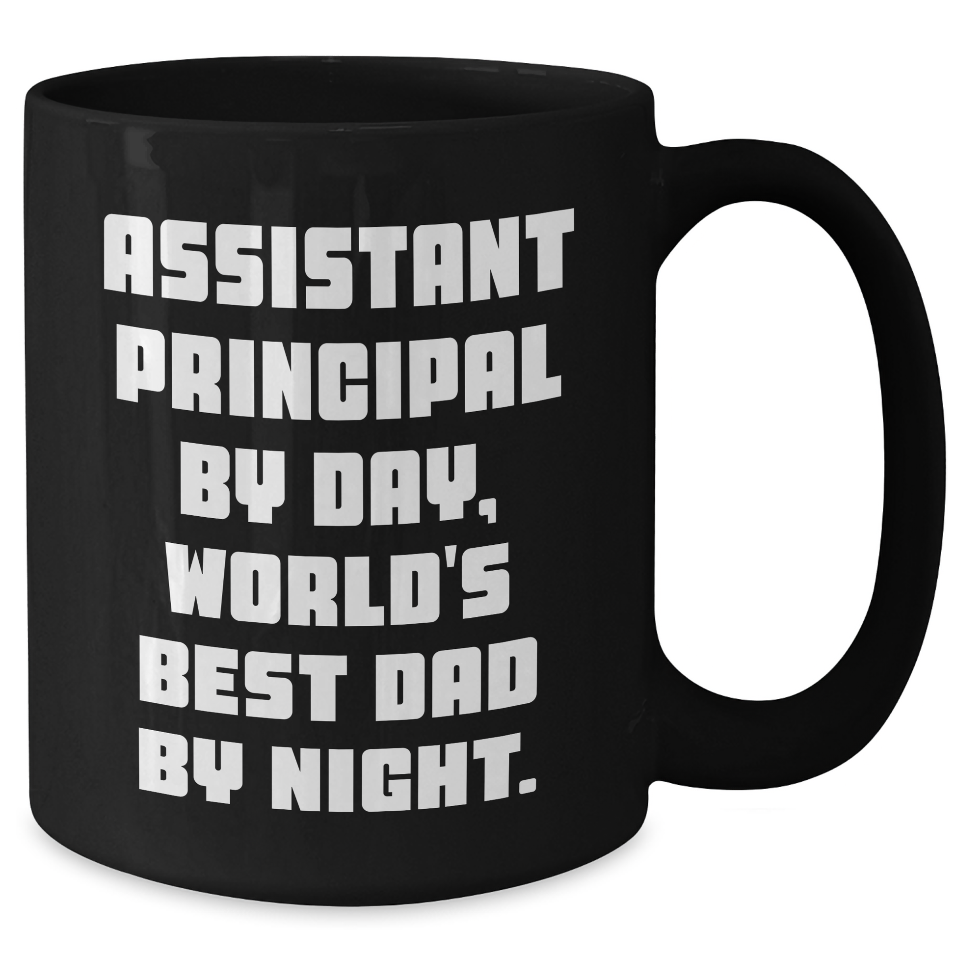 Funny Assistant Principal Gifts for Men - Black Coffee Mug, 'Assistant Principal By Day, World's Best Dad By Night.' - Unique Graduation Gifts from Family, Friends, or Coworkers - Additional