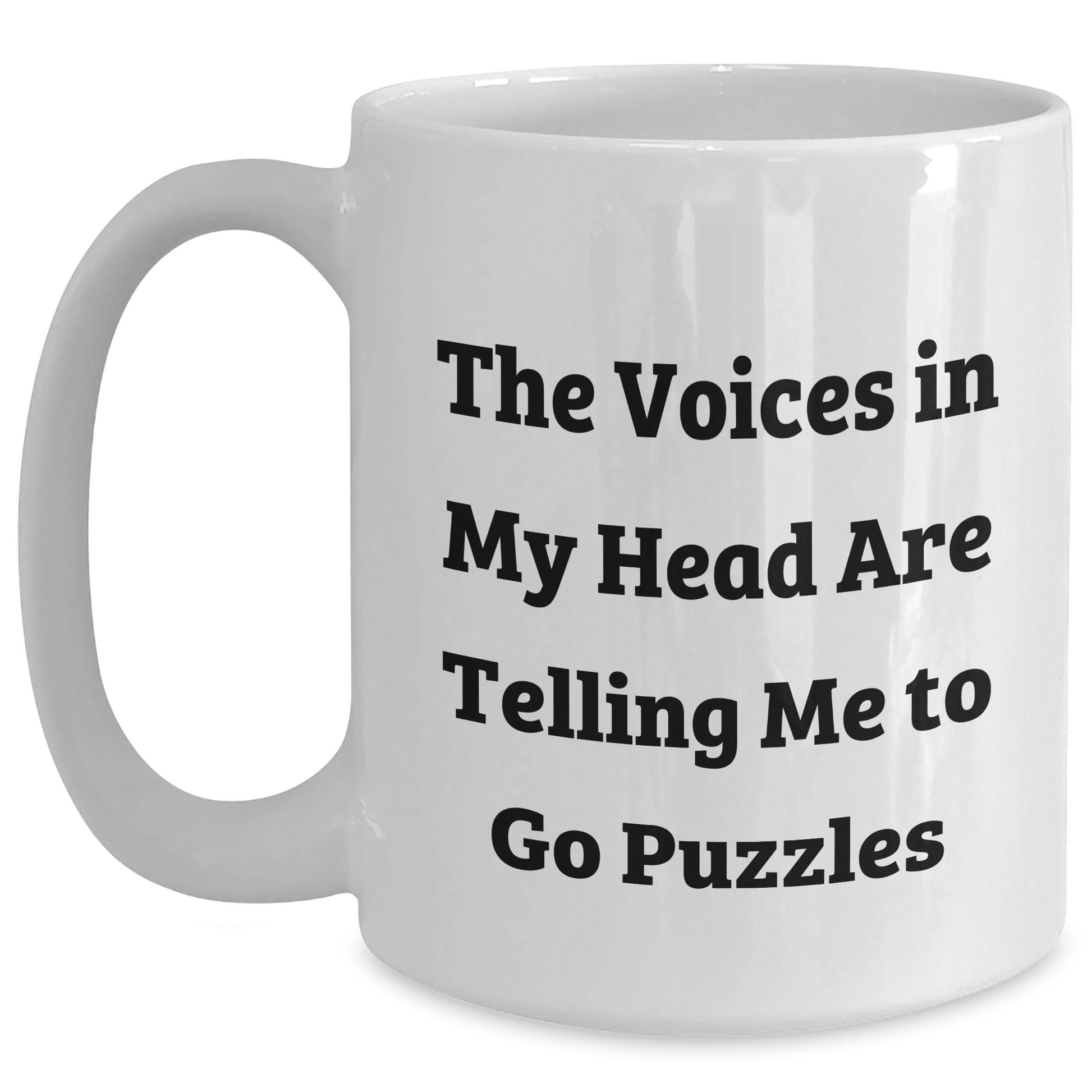 Funny Puzzles Gifts for Graduation Men from Friends with White Coffee Mug - 'The Voices In My Head Are Telling Me To Go Puzzles' - Main