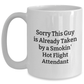 Funny Flight Attendant Gifts for Him, Sorry This Guy Is Already Taken By A Smokin' Hot Flight Attendant White Coffee Mug, Father's Day Unique Gifts from Friends - Main