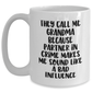 Funny Grandma Gifts, Grandmas Who Rock, White Coffee Mug for Graduation, 'They Call Me Grandma Because Partner In Crime Makes Me Sound Like A Bad Influence' - Gifts from Family for Grandma - Main