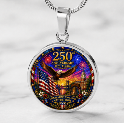 250th Anniversary Necklace or Keychain Stained Glass Style Patriotic USA Freedom Commemorative Limited Edition
