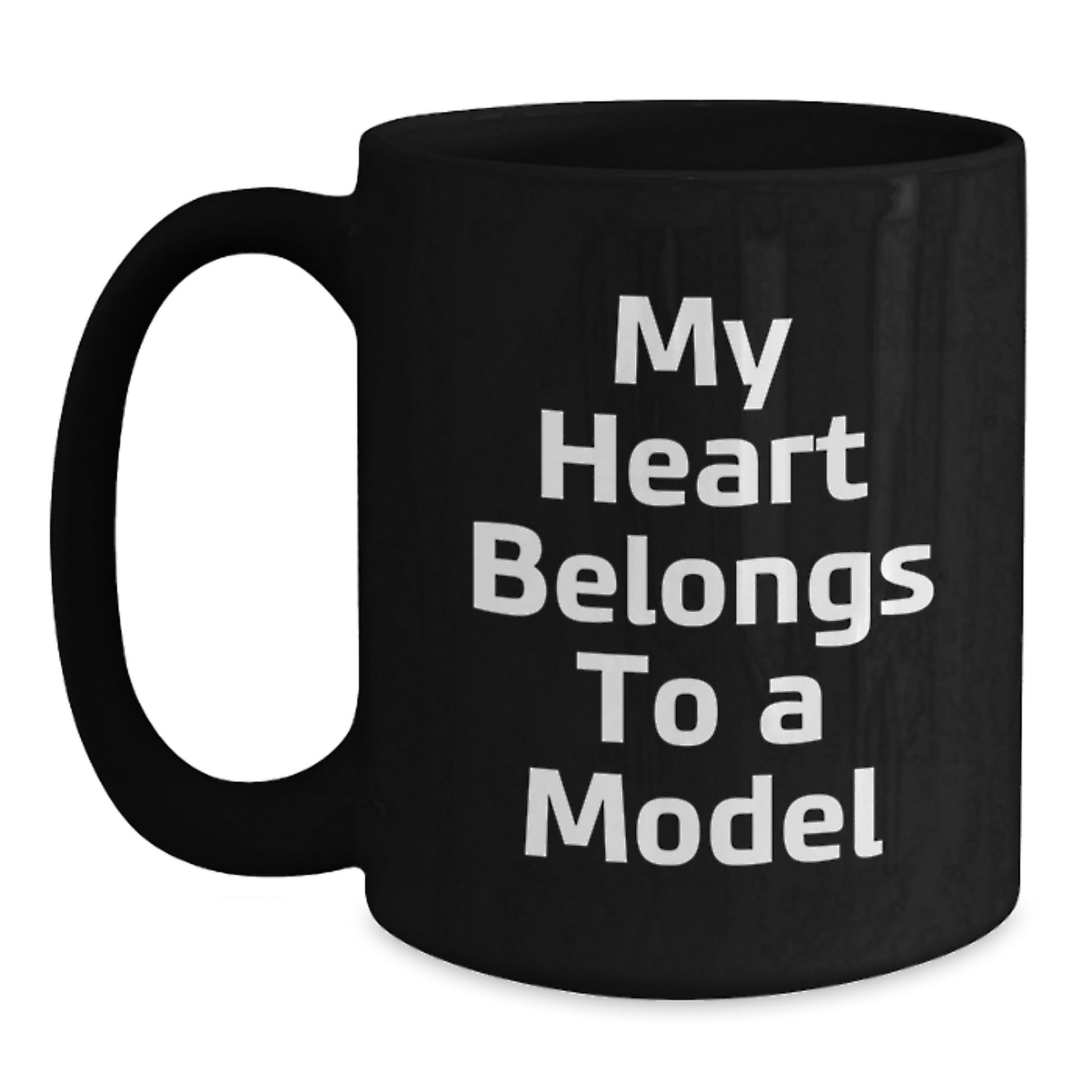 Funny Model Gifts for Him, My Heart Belongs To A Model Black Coffee Mug, Birthday Unique Gifts from Friends to Model Enthusiasts - Main