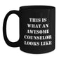 Funny Counselor Gifts from Friends for Graduation Black Coffee Mugs - This Is What An Awesome Counselor Looks Like - Main