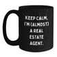 Funny Real Estate Agent Gifts from Friends, Keep Calm I'm (almost) A Real Estate Agent Black Coffee Mug Christmas Unique - Main