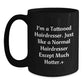 Funny Hairdresser Gifts from Men to Hairdressers, Unique Black Coffee Mug for Christmas, 'I'm A Tattooed Hairdresser' - Main