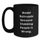 Funny Model Railroads Gifts from Friends for Him - Model Railroads Enthusiast Black Coffee Mug, Christmas Unique Presents for Men - Main