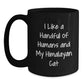 Funny Himalayan Cat Lover Gifts from Family for Men, Women, Coworkers, and Friends - I Like A Handful Of Humans And My Himalayan Cat Black Coffee Mug - Main
