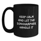 Gifts from Friends for Sonographers, Keep Calm And Let The Sonographer Handle It Funny Christmas Unique Black Coffee Mug - Main
