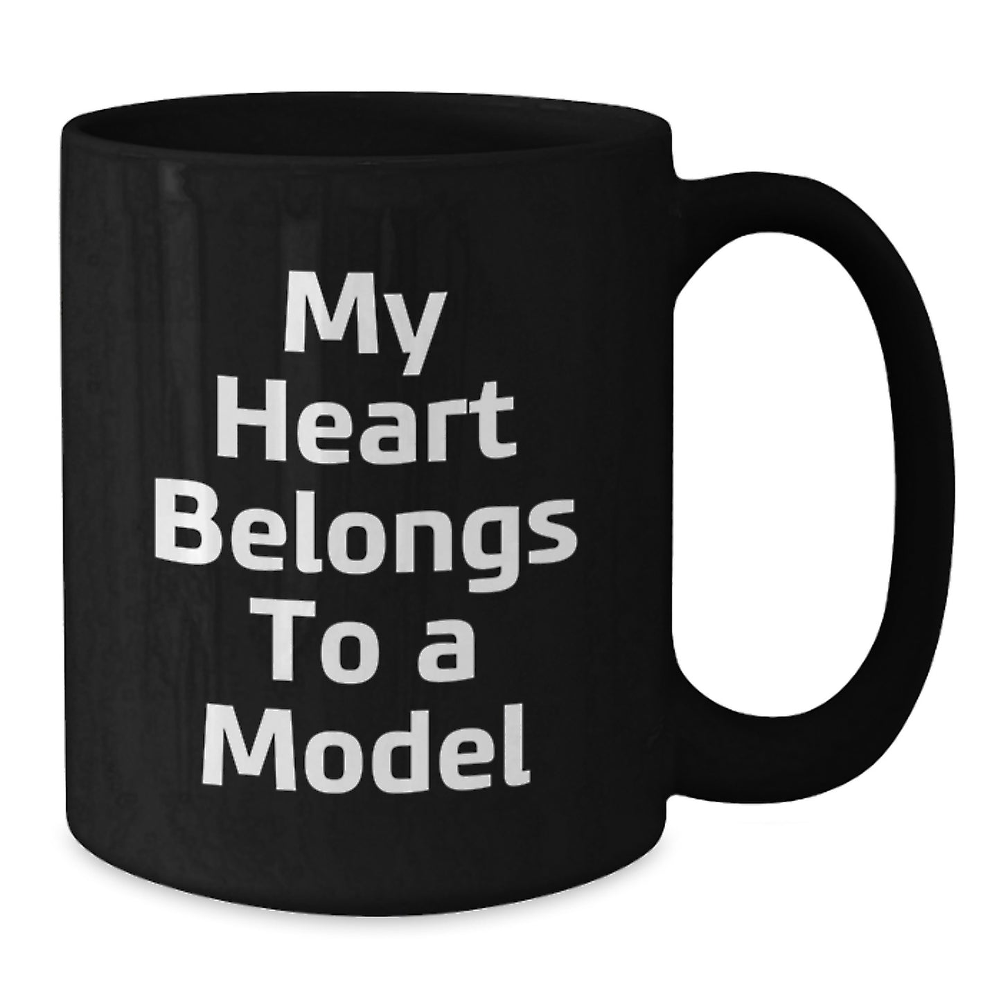 Funny Model Gifts for Him, My Heart Belongs To A Model Black Coffee Mug, Birthday Unique Gifts from Friends to Model Enthusiasts - Additional