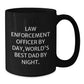 Law Enforcement Officer Funny Gifts, World's Best Dad Black Coffee Mug for Graduation, Gifts from Dad to Law Enforcement Officer, Unique Men's Mug - Additional