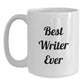 Funny Writer Gifts from Friends for Graduation Unique Mugs Best Writer Ever, White Coffee Mug with Inspirational Quote - Main