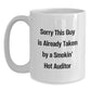 Funny Auditor Gifts from Friends for Graduation Unique White Coffee Mug - 'Sorry This Guy Is Already Taken' - Main