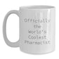 Funny Pharmacist Gifts from Men - Officially The World's Coolest Pharmacist White Coffee Mug Christmas Unique Presents for Friends Family Colleagues Coworkers - Main